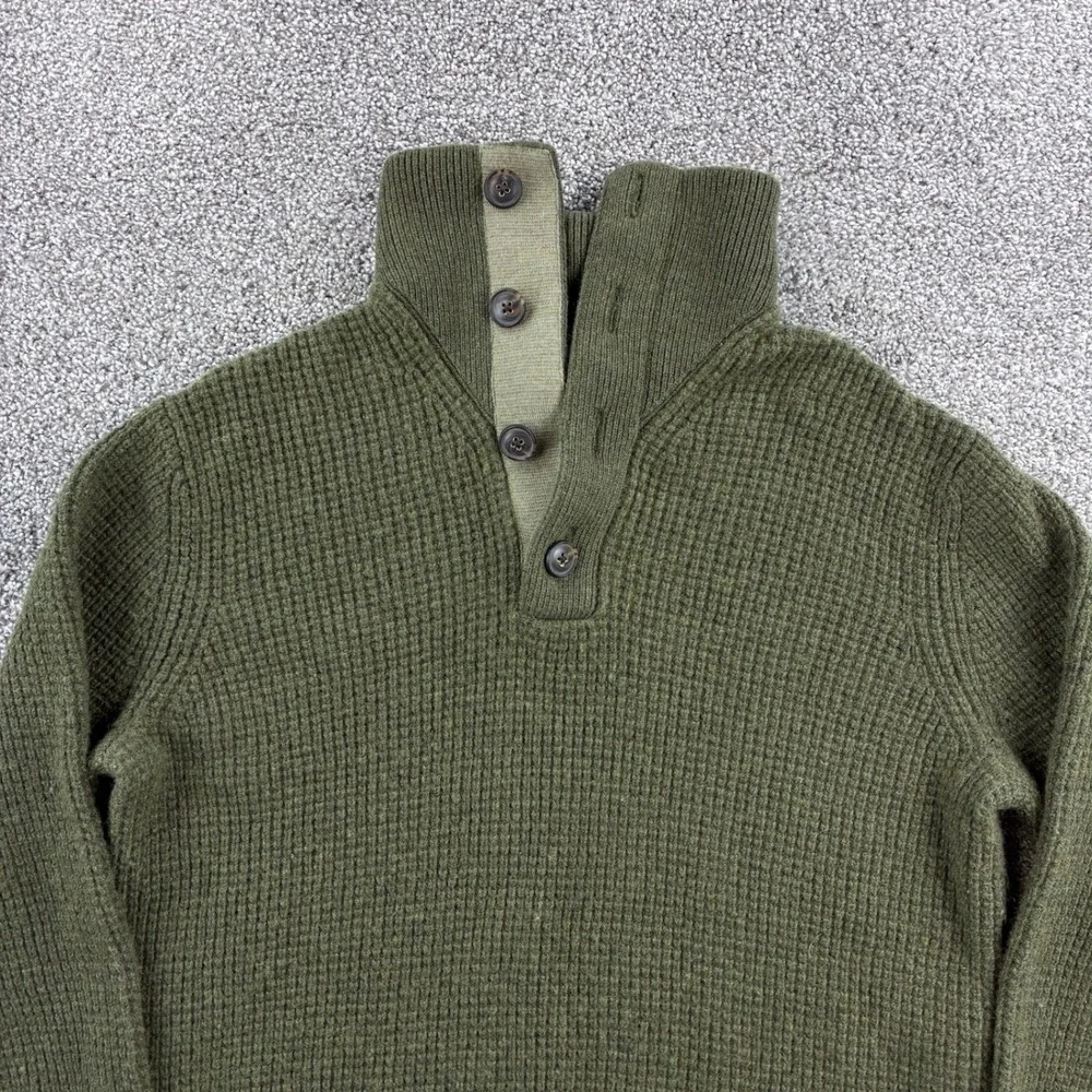 Banana Republic Heritage Sweater Mens XL Tall Green Merino Wool Waffle Knit